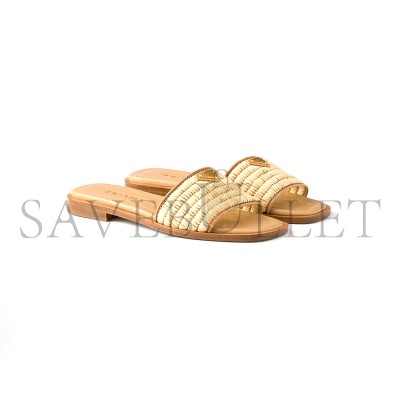 PRADA LEATHER SLIDES WITH CROCHET DETAILS 1XX758